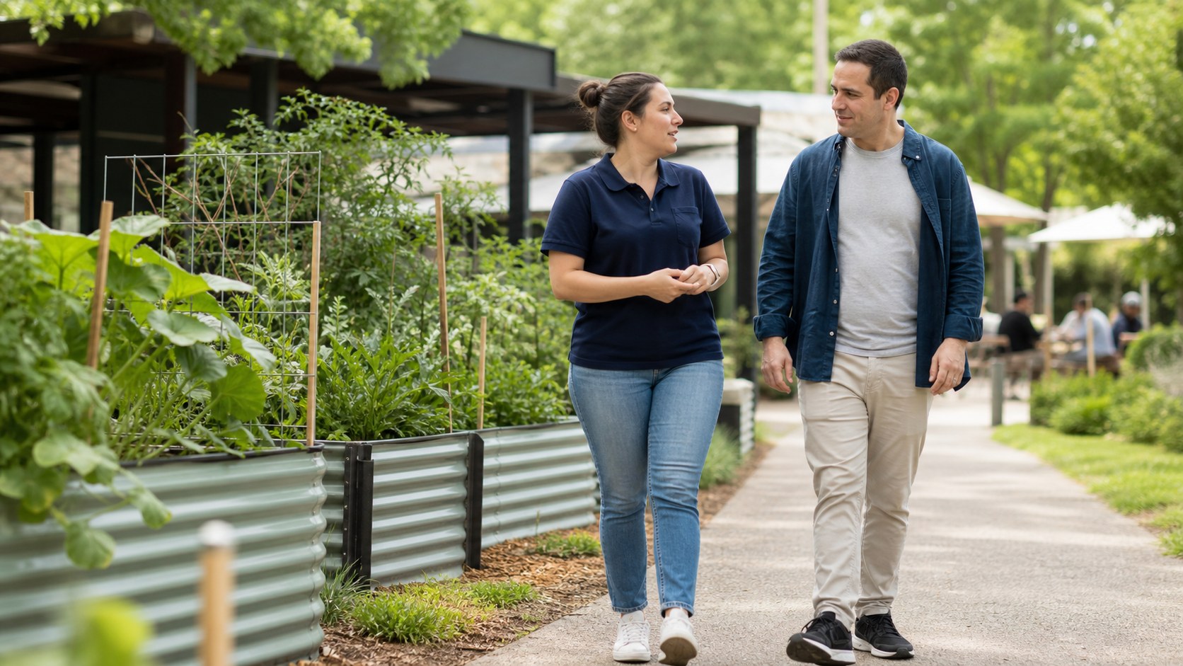Participant and support worker out in the community