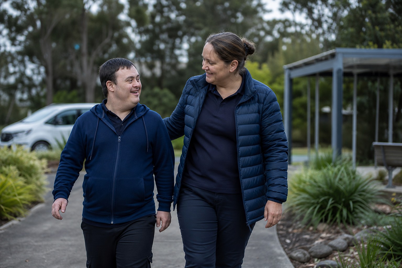 Support worker and participant getting out into the community