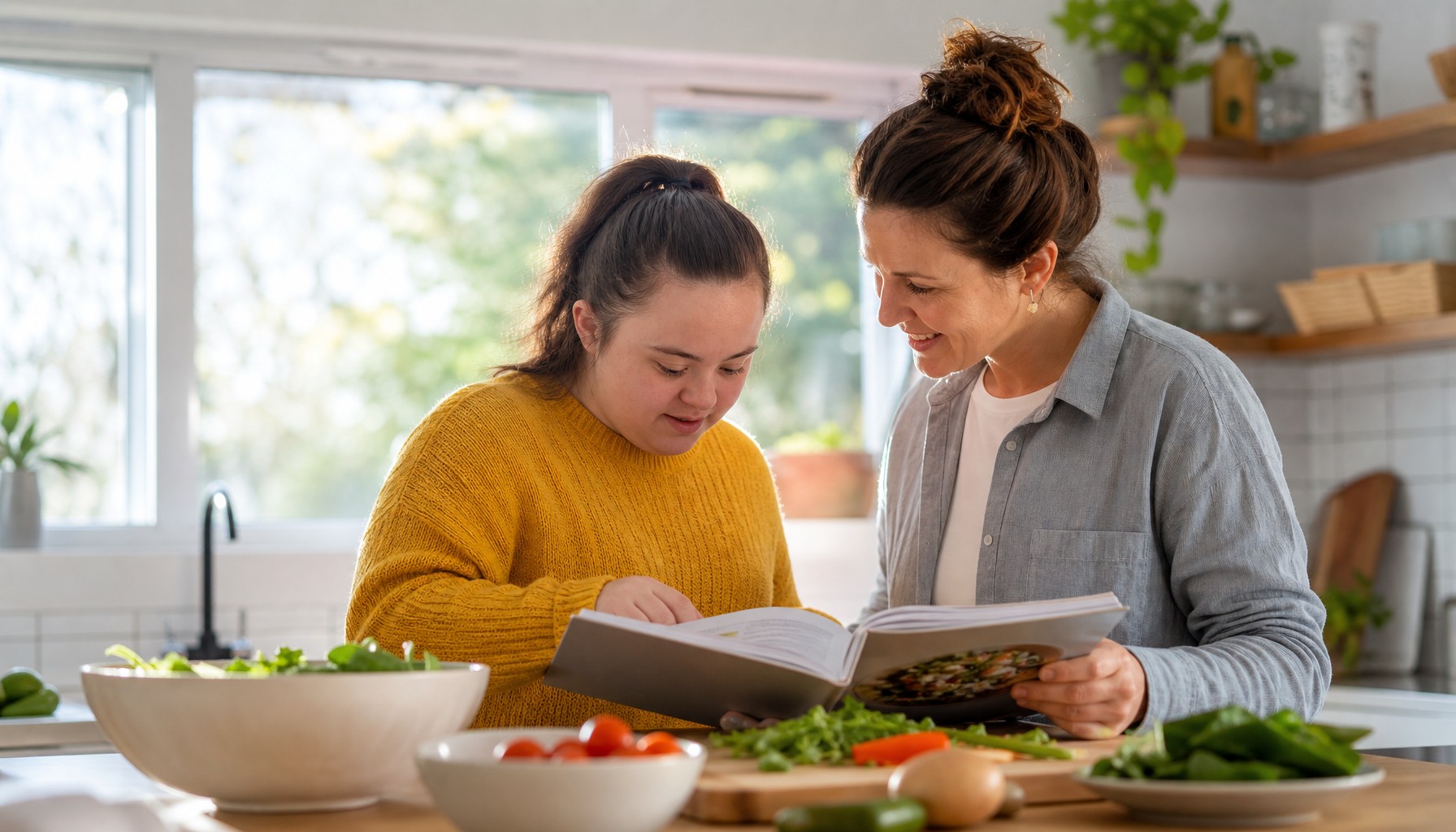 Participant building daily living skills with a support worker