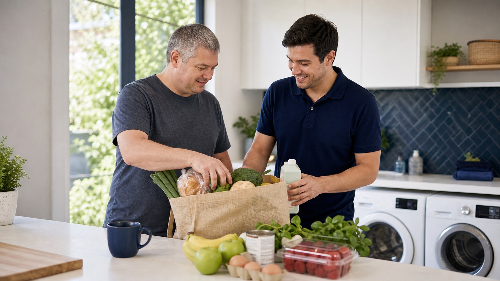 Participant and support worker preparing daily living support at home